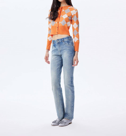 Theo The Label - Nomia Plaid Pearly Cardigan