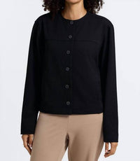 Foxcroft Valerie Long Sleeve Knit Crepe Jacket in black - women's jacket