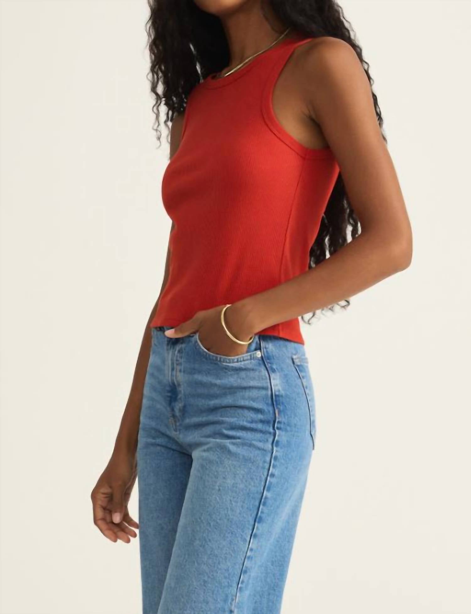 Z Supply Women's Hadley Tank Top in cabana red - women's tank top - alternate view