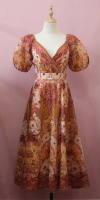 FLYING TOMATO A Printed Woven Midi Dress in taupe - women's dress
