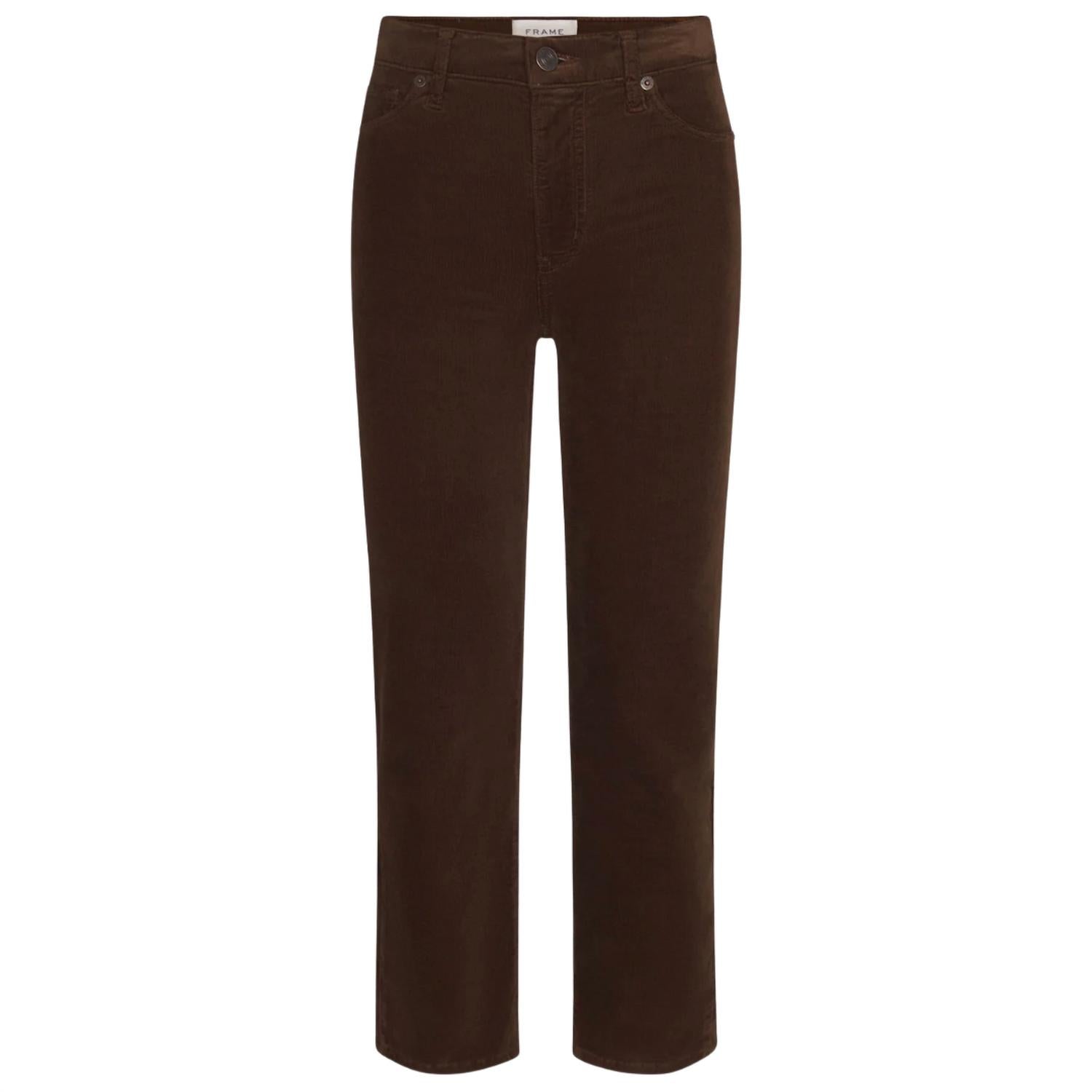 FRAME Le Sleek Straight Corduroy in bitter chocolate 1 - women's pants - detail view