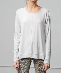 Easel Long Sleeve Boxy Knit Top - Plus in silver - women's long sleeve top