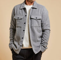 HEDGE Button Up Brushed Shacket in grey - men's jacket