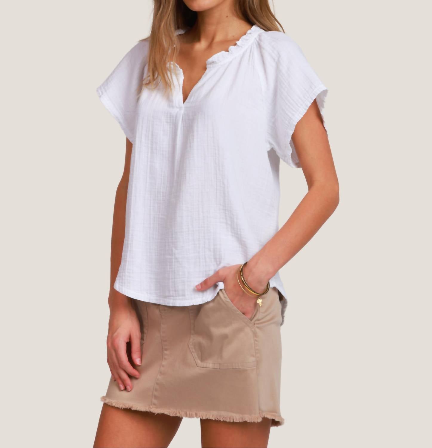 Dylan by True Grit Women's Jolie Top in white - women's t-shirt