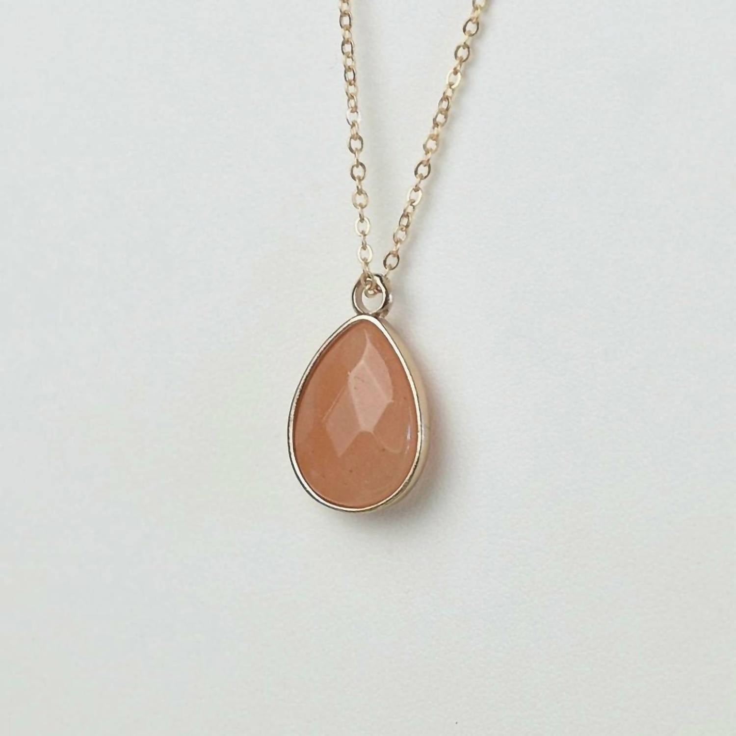 Lauren Lane - Women's Agate Stone Teardrop Pendant Layering Necklace