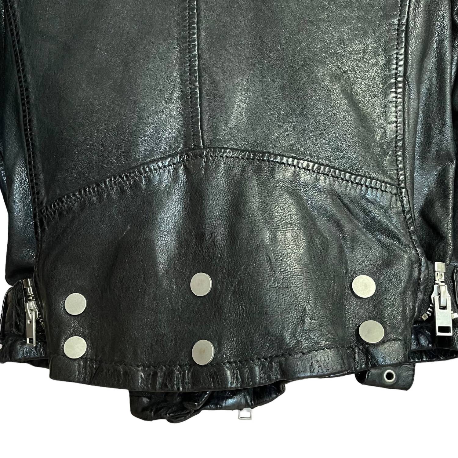 MAURITIUS Genuine Leather Biker Jacket in black - women's jacket - view 4