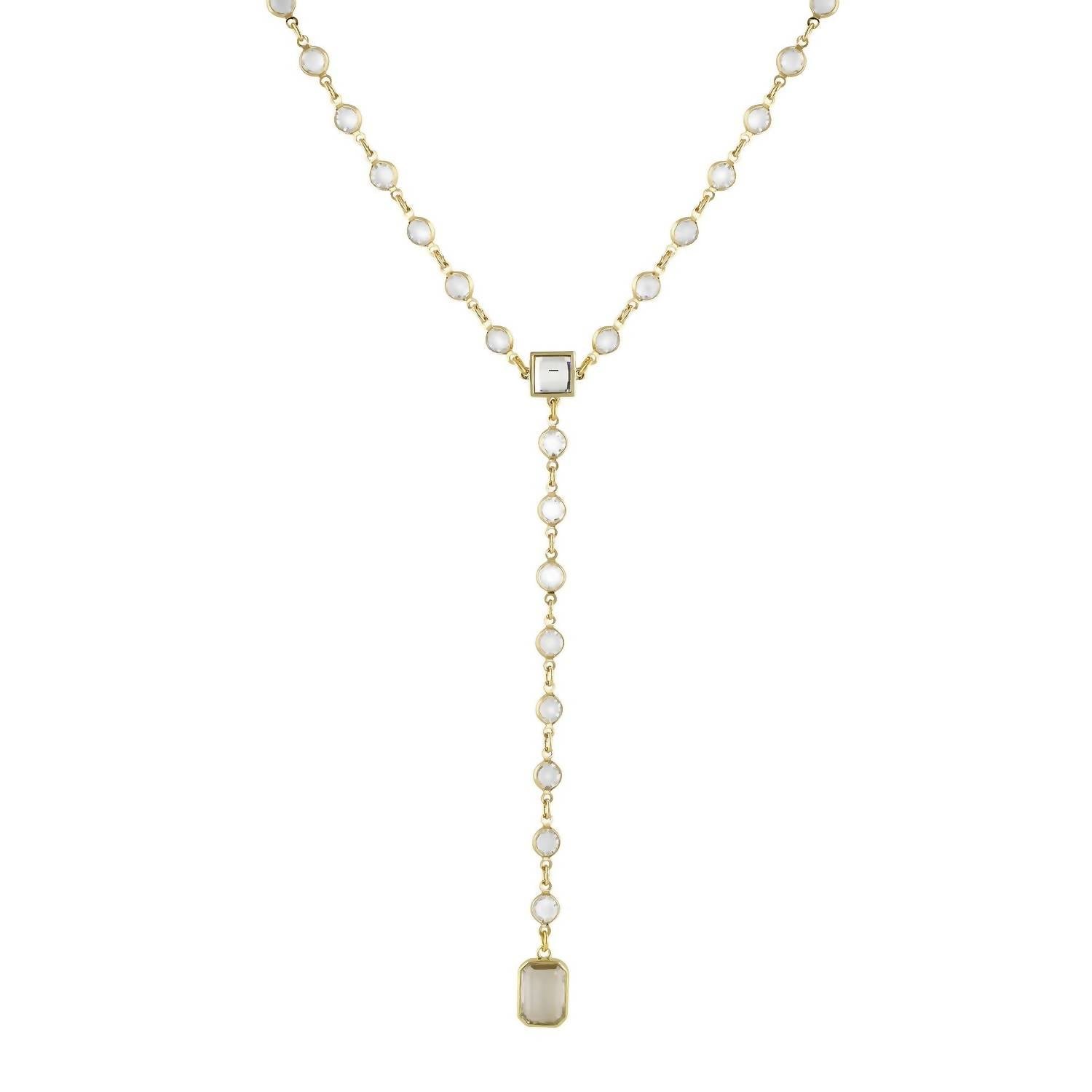 L GEORGE Women's Camille Crystal Lariat Necklace in gold - women's jewelry