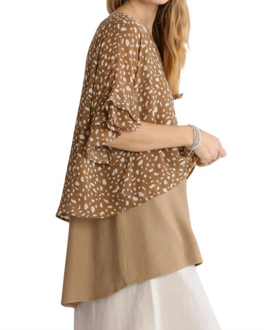Umgee - Animal Print Chiffon Layered Overlay Top