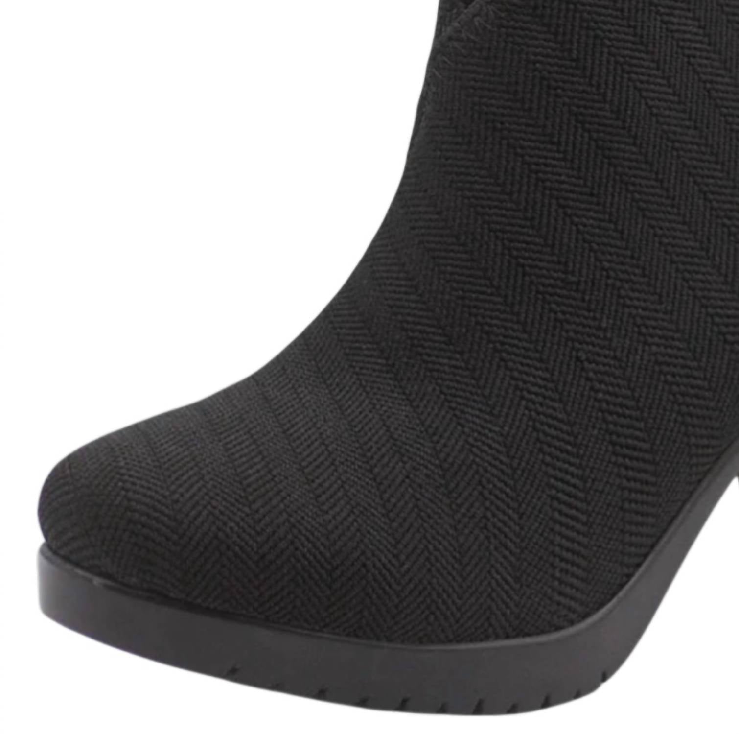 CHARLESTON SHOE CO. Women's Woven Barcelona Boots in black - women's shoe - detail view