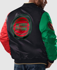 Starter - Men's Detroit Pistons History Month Quilted Lining Satin Full-Snap Jacket