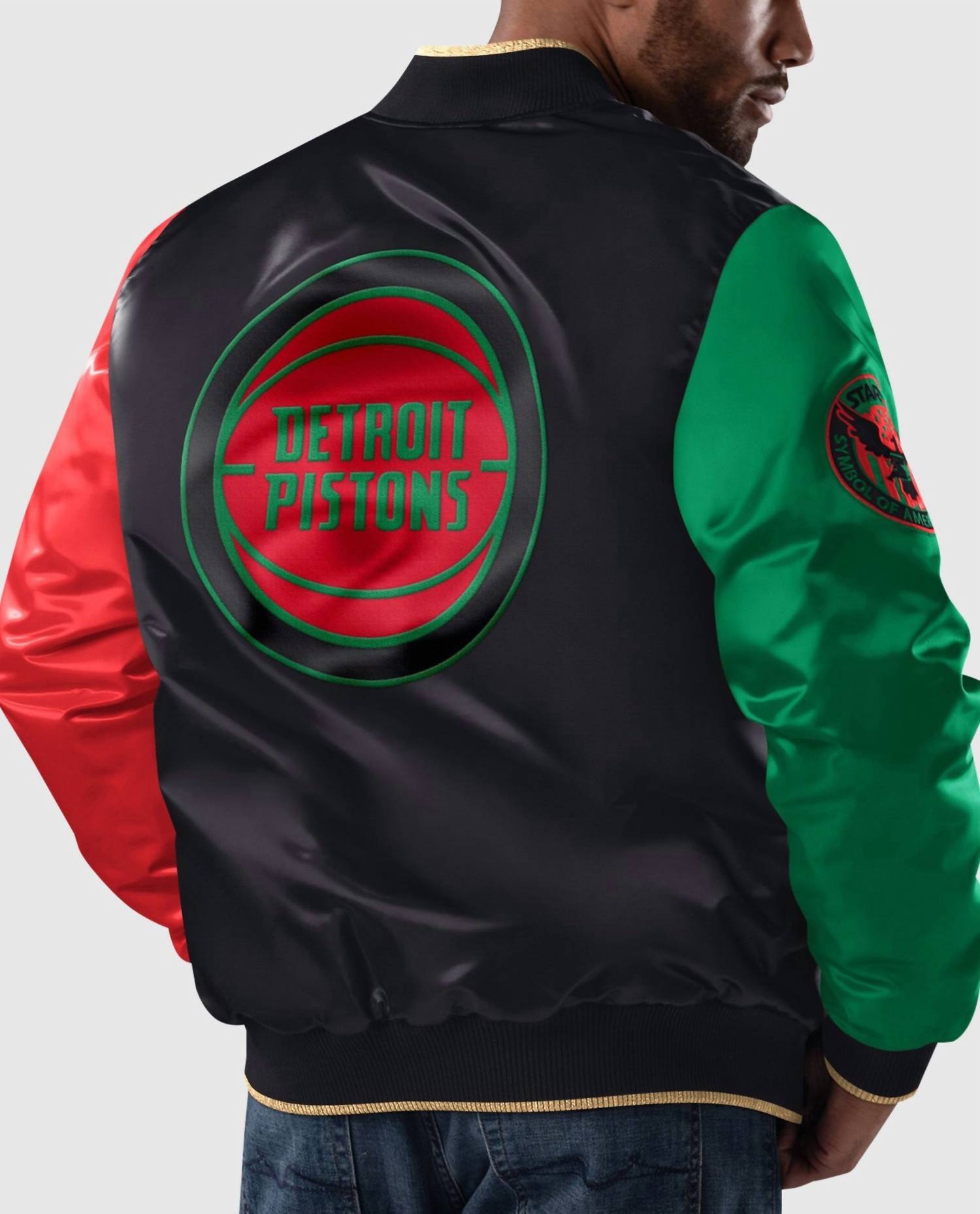 Starter - Men's Detroit Pistons History Month Quilted Lining Satin Full-Snap Jacket