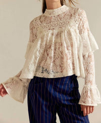 Free People Lilabeth Lace Top in clean ivory - women's blouse