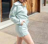 MABLE Serenity Soft Scuba Romper in sage - women's pants - detail view