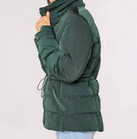 APRICOT Hooded Puffer Jacket With Sinched Waist in green - women's jacket - view 5