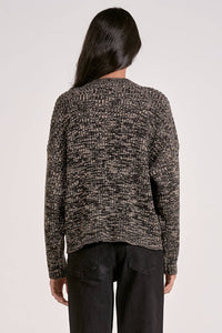 ELAN Crewneck Blanket Sweater in black white - women's sweater - alternate view