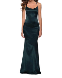 La Femme - Long Stretch Satin Dress