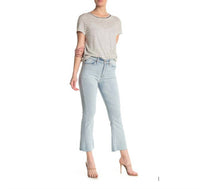 7 For All Mankind - High Rise Light Wash Kick Flare Raw Hem Jeans