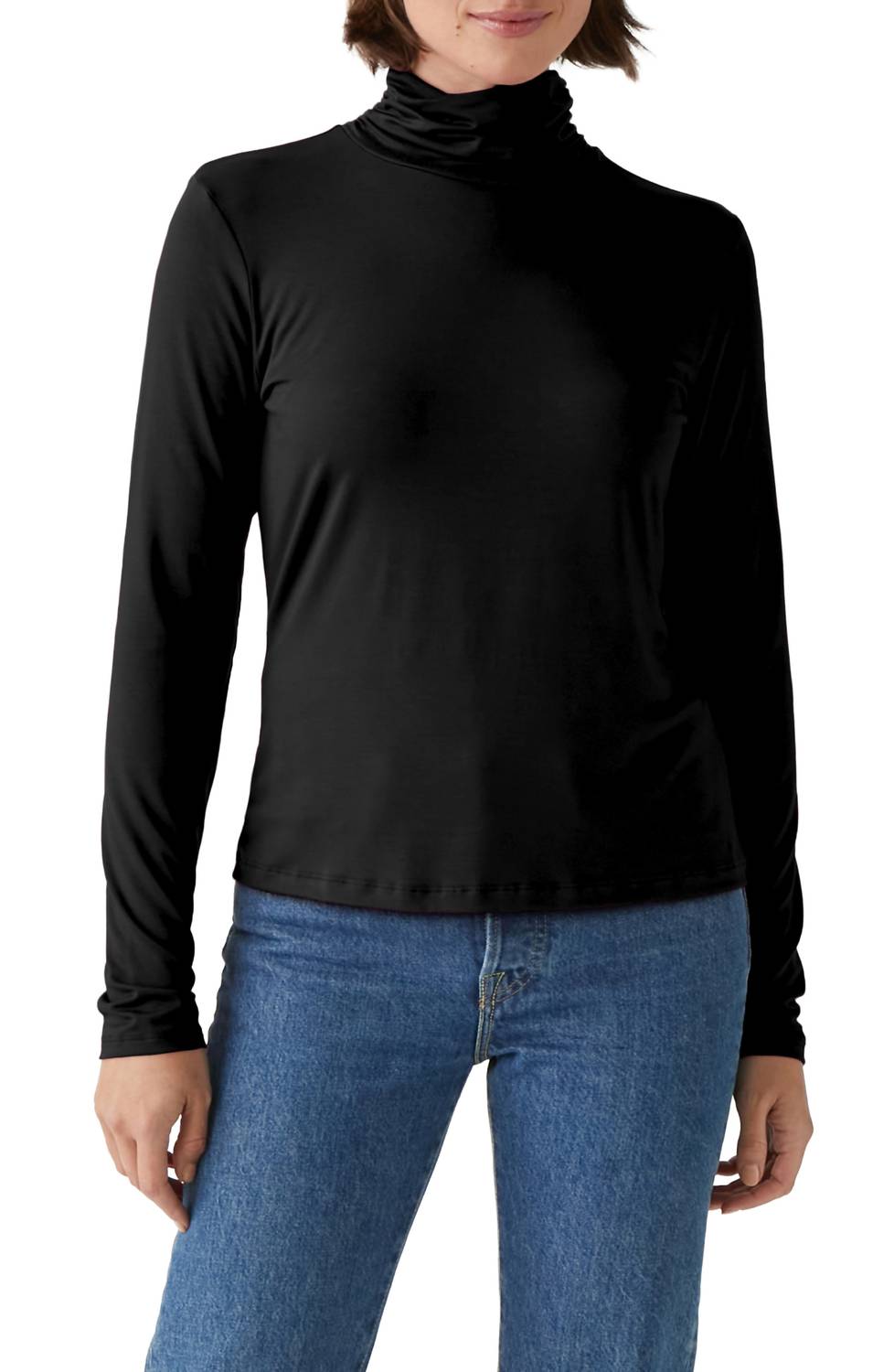 Michael Stars - Clara Ruched Neck Turtleneck Top