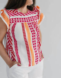 Thml - Finley Flutter Sleeve Knit Pattern Top