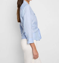Nic + Zoe Isla Iconic Tie Front Shirt in powder blue - women's shirt - detail view