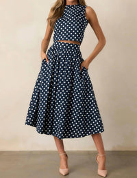 Prosperina Erica Polka Dot Mini Skirt in navy - women's skirt - alternate view