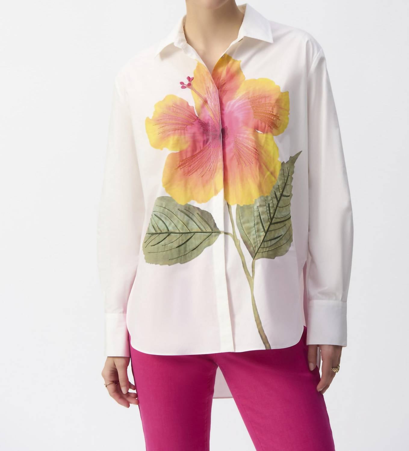 Joseph Ribkoff - Embroidered Flower Cotton Shirt