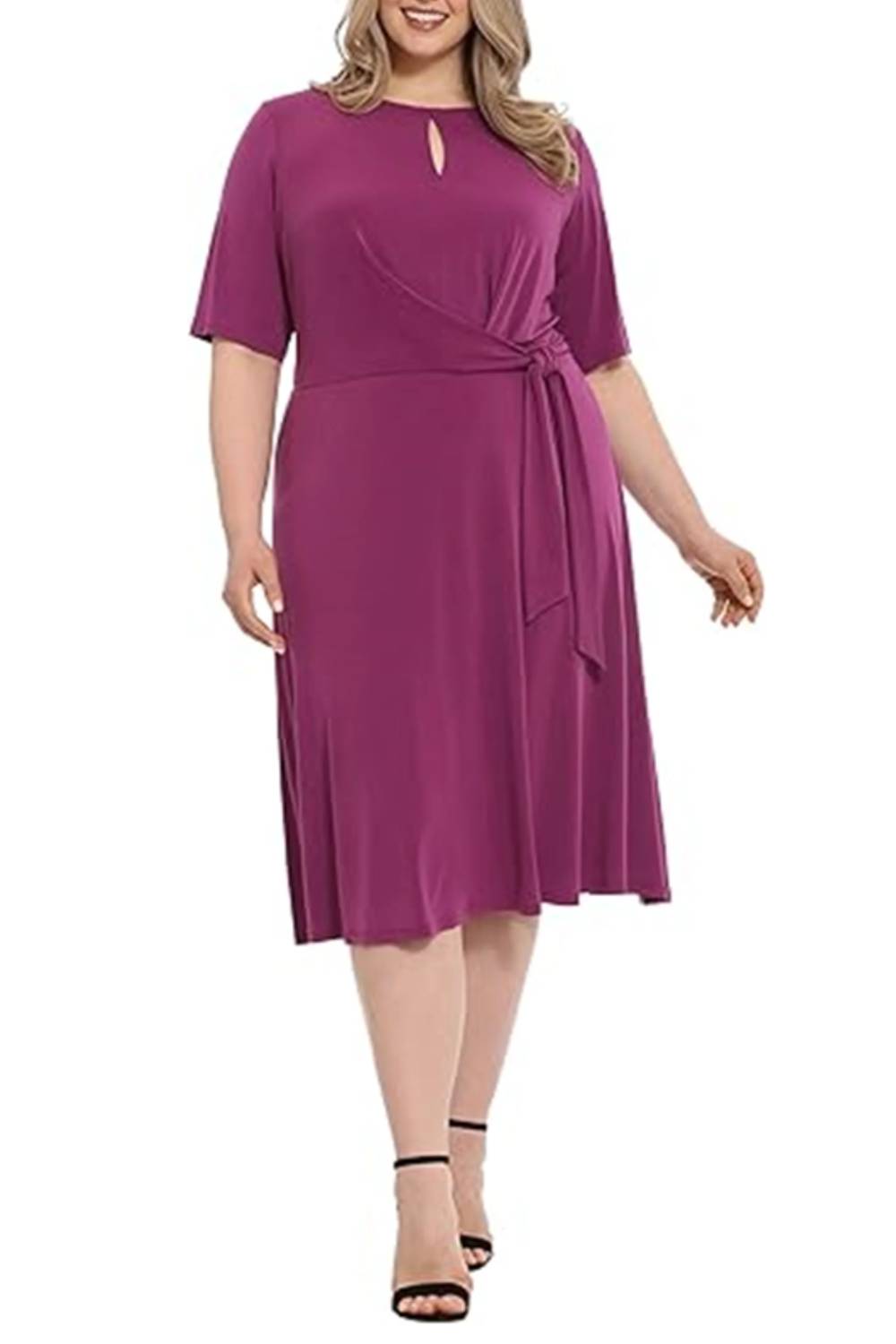 London Times - Keyhole Detail A-line Midi Dress
