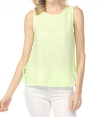 Charlie B - Side Ties Solid Linen Blend Sleeveless Top