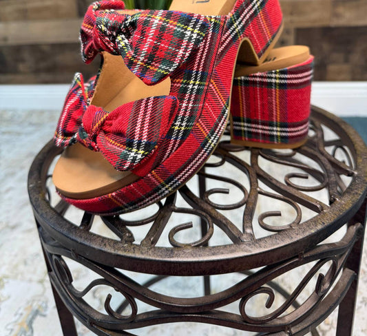 Corkys Footwear - Women's Put A Bow On It Holiday Plaid Wedge Shoes