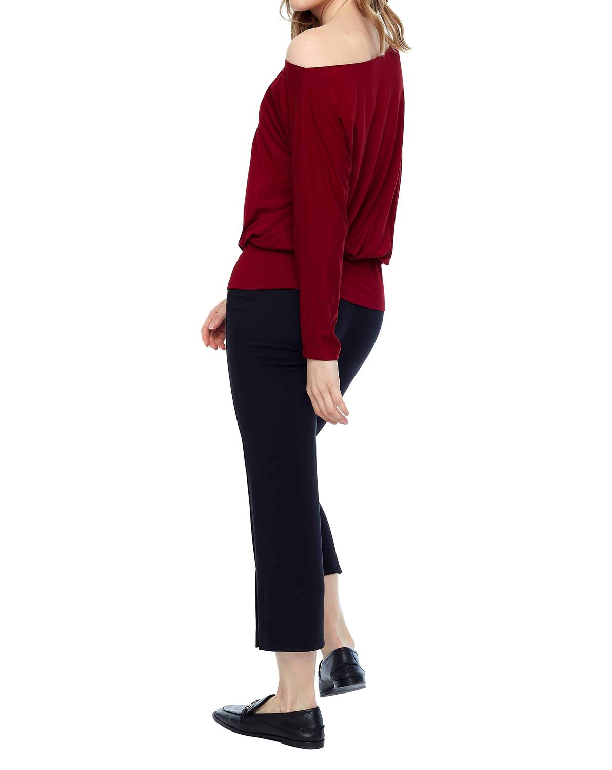 Bamboo Knit Off-the-Shoulder Long Sleeve Top