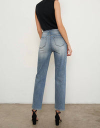 Insane Gene Girlfriend Crossover Jeans in light wash - women's jeans - detail view