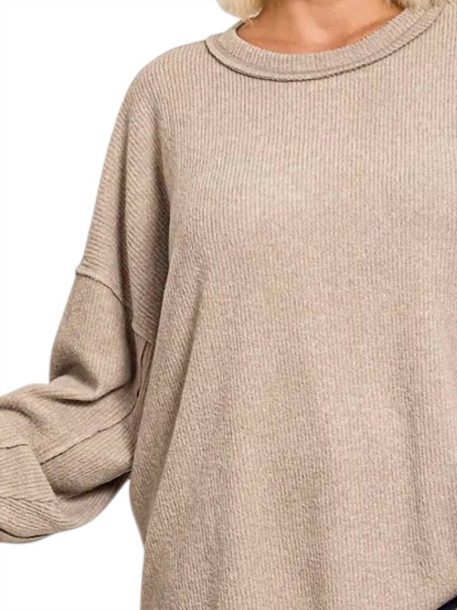 Zenana - Ribbed V Neck Sweater