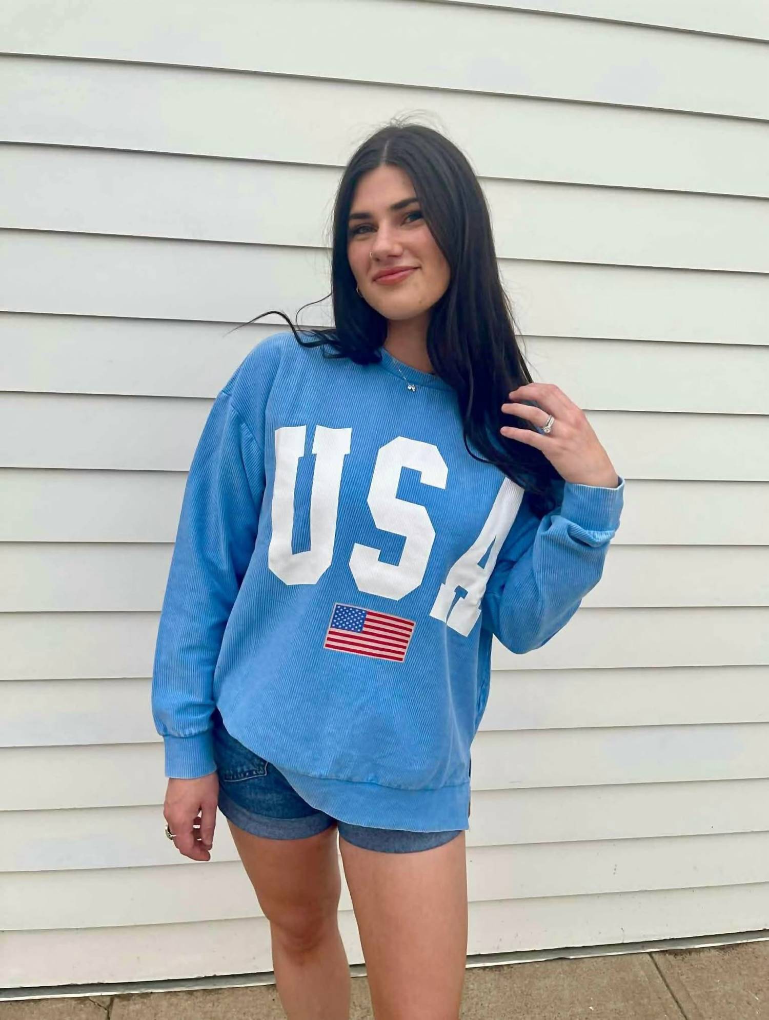 Top Notch Embroidery - Usa Corded Washed Crewneck Sweater