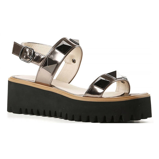 All Black - Women's Pyramid Stud Flatform Sandal