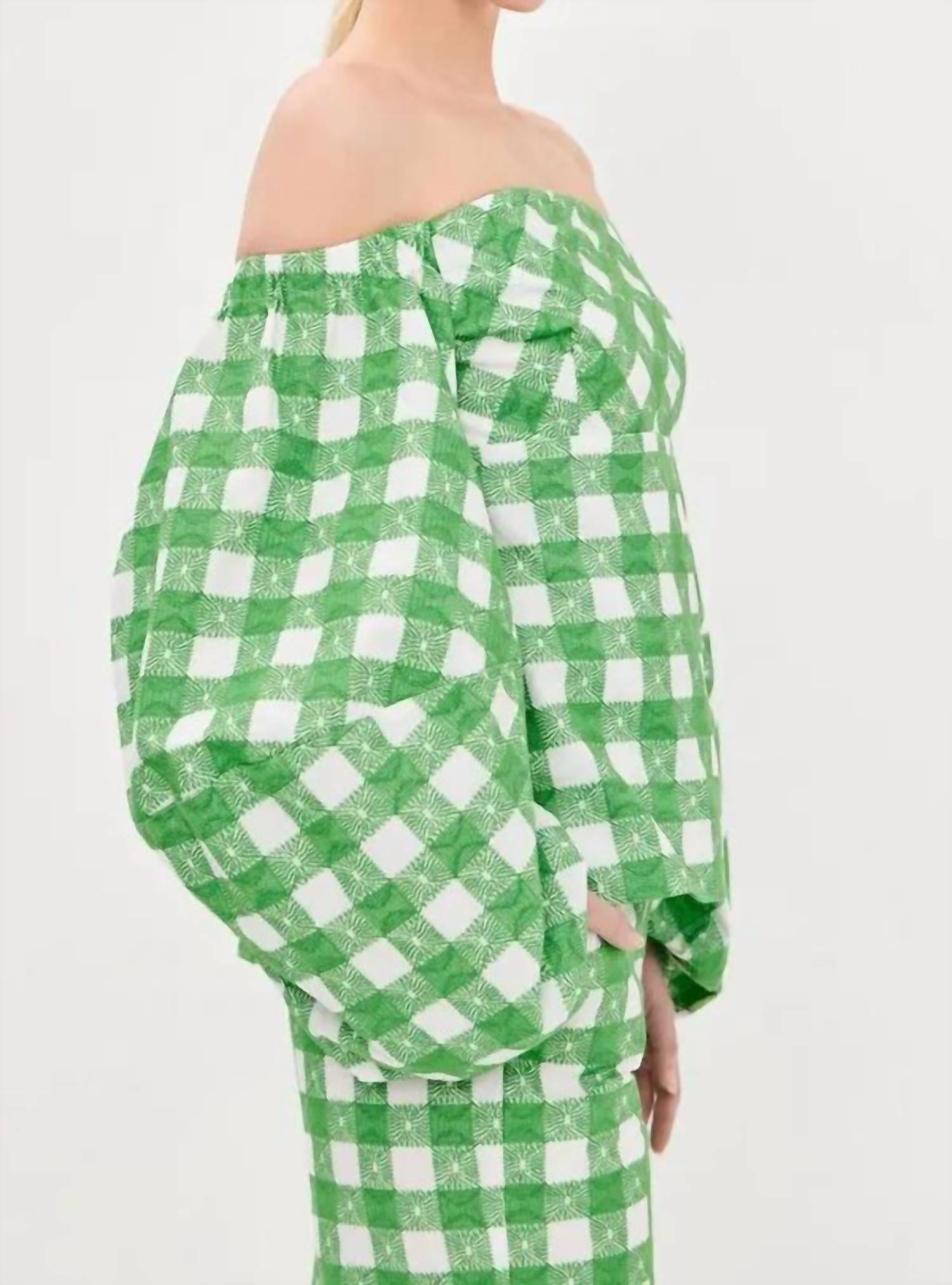 Rosie Assoulin - Empire Balloon Sleeve Picnic Embroidered Gingham Blouse