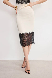 Good American - Satin Lace Slip Midi Skirt