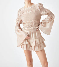Endless Rose - Smocked Top With Bell Sleeves