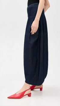 Tibi - Denim Asymmetrical Balloon Skirt - Short