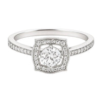 Allyanna Gifts - Women's Round Moissanite With Square Halo Ring