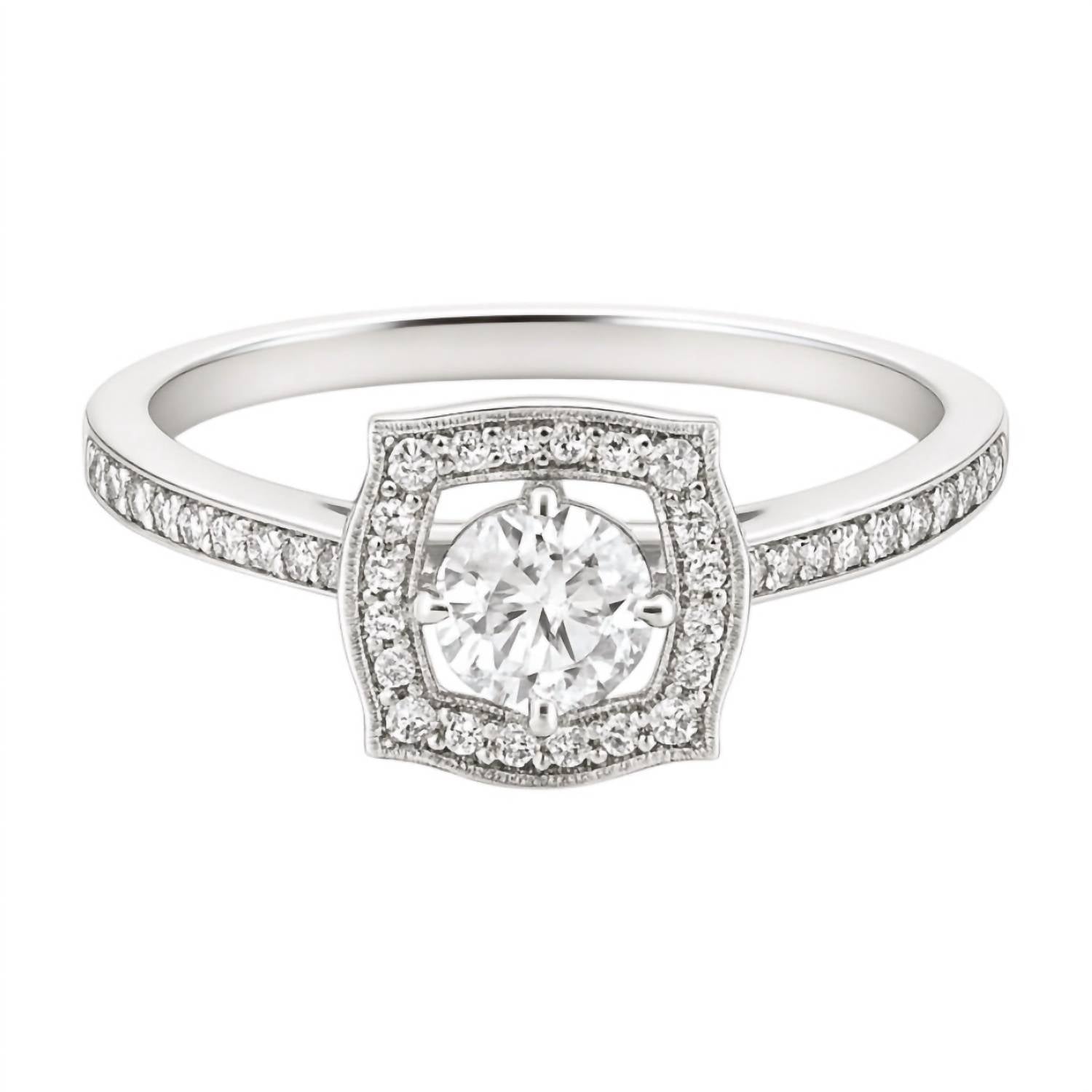 Allyanna Gifts - Women's Round Moissanite With Square Halo Ring