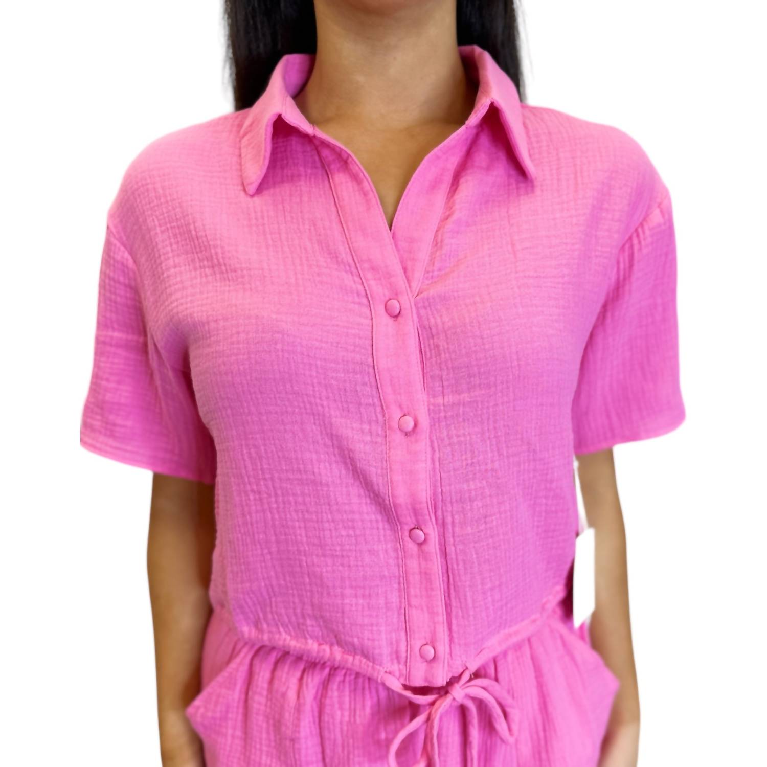 Meet Me In Santorini - Button Down Collar Neckline Top