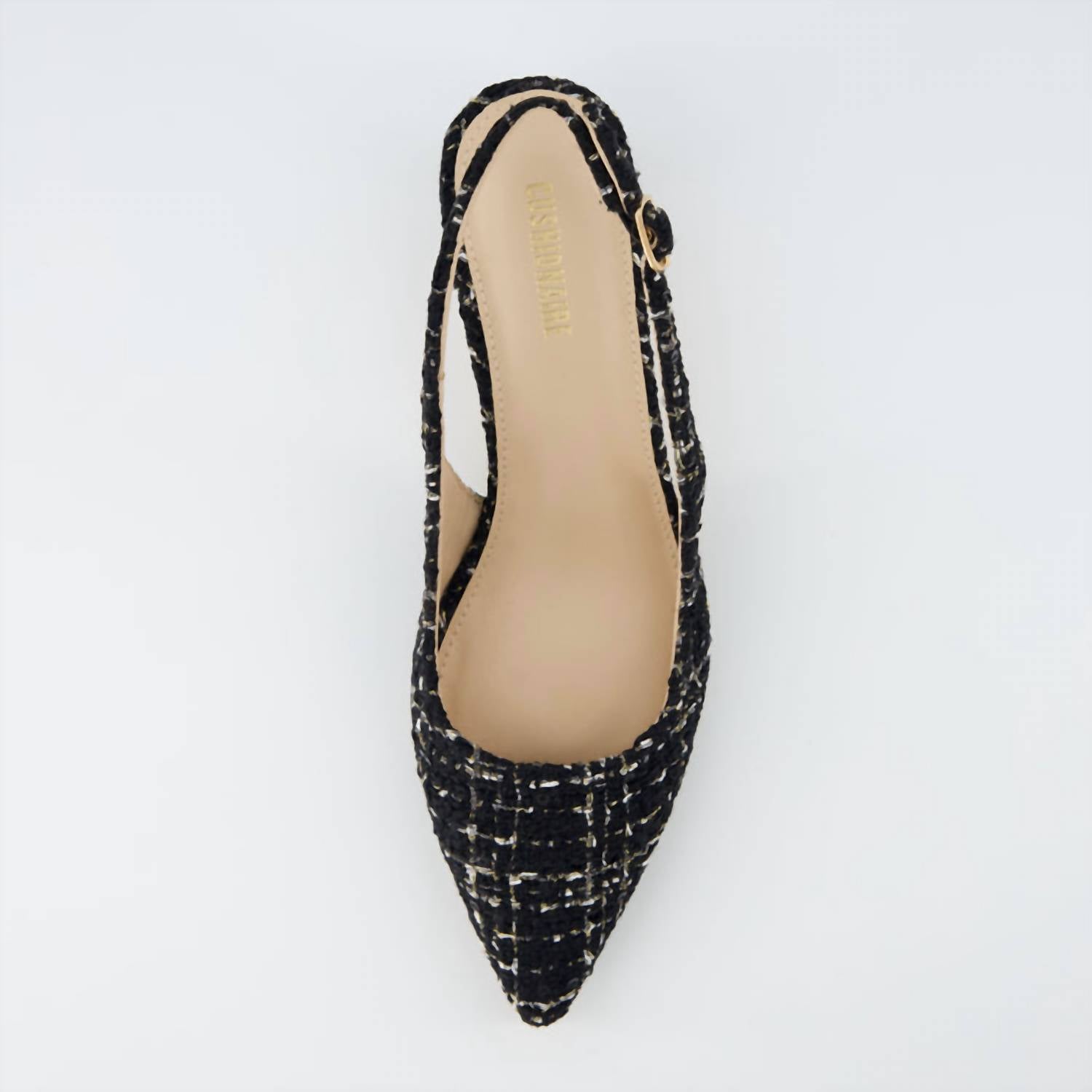 Cushionaire - Women's Buzz Kitten Heel Sling Back Tweed Dress Shoe