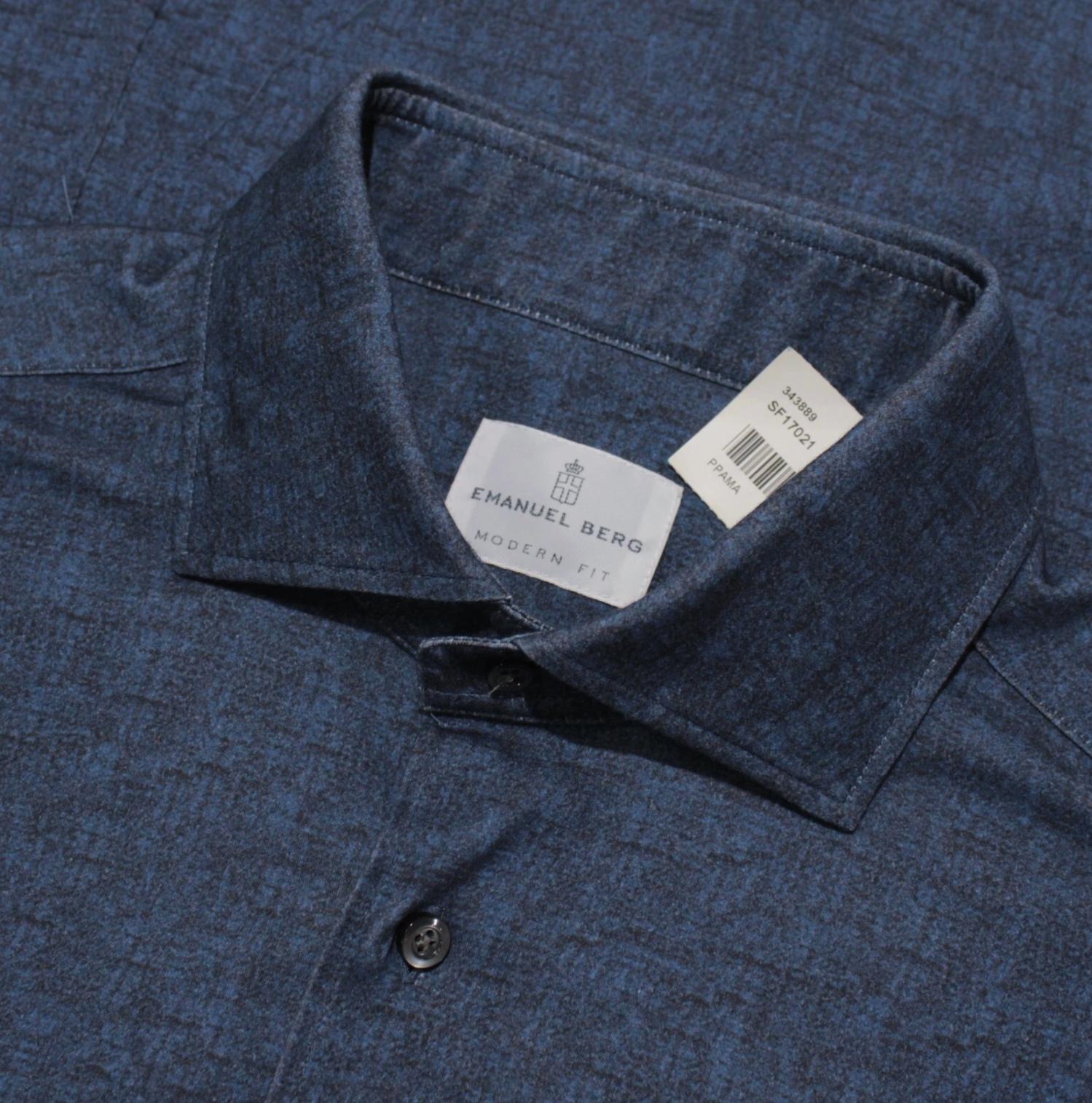 Emanuel Berg Men's Modern Fit Stretch Shirt in denim - men's shirt - alternate view