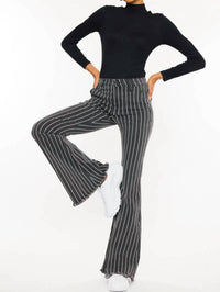 Kancan - Stripe Pants With Frayed Hem