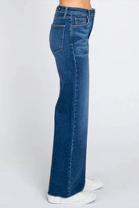 Letter To Juliet - Paola A-line Scissor Hem Wide Leg Jeans