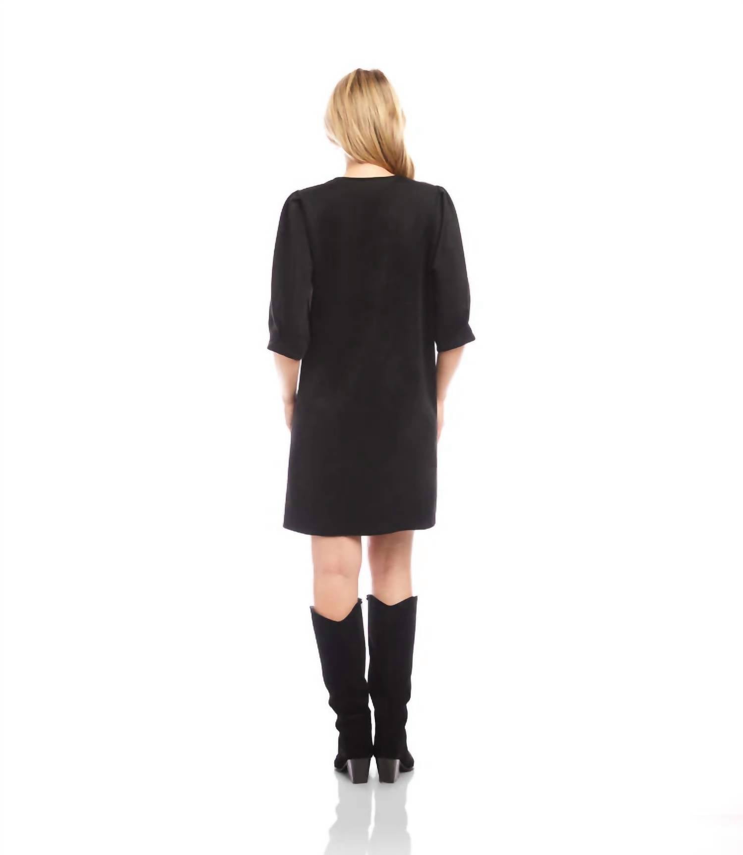 Karen Kane - Faux Suede Puff Sleeve Dress