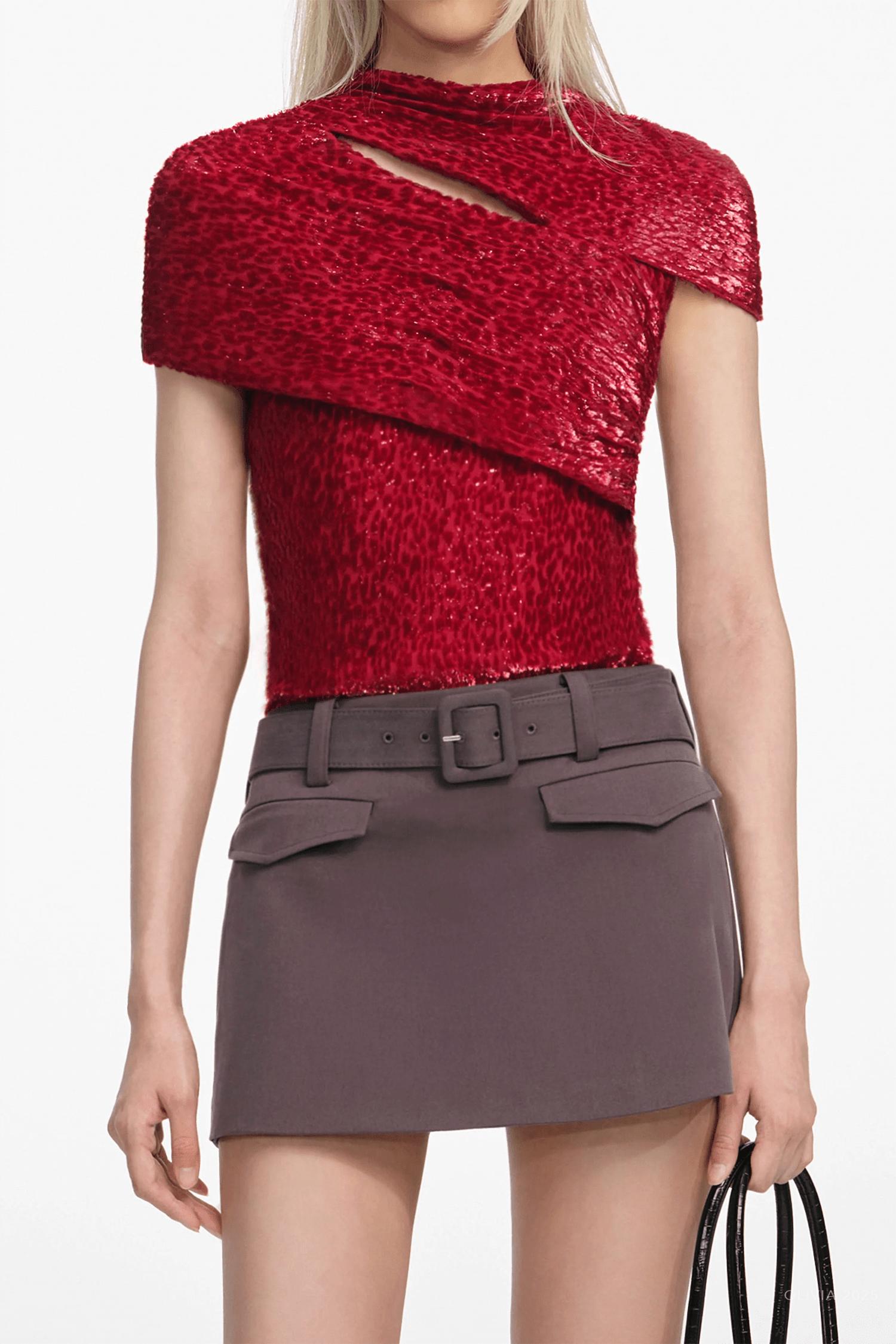 Self-Portrait - Fil Coupe Cut Out Short Sleeve Top