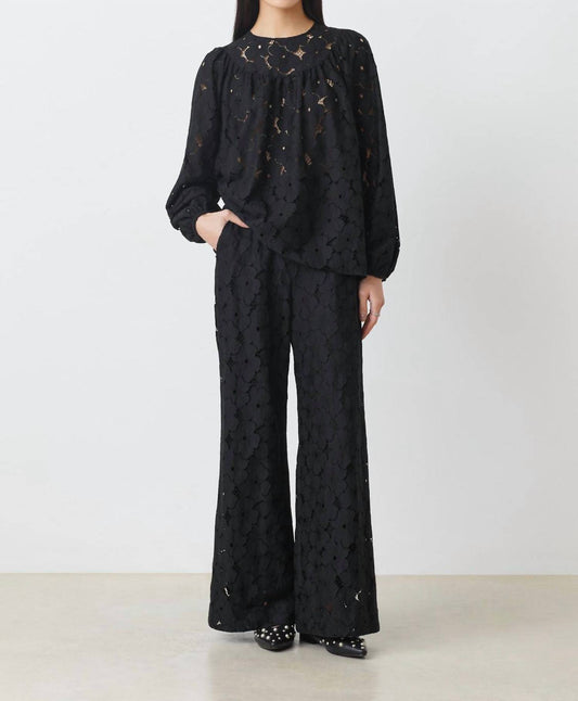 Suncoo - Eyelet Wide Leg Pants