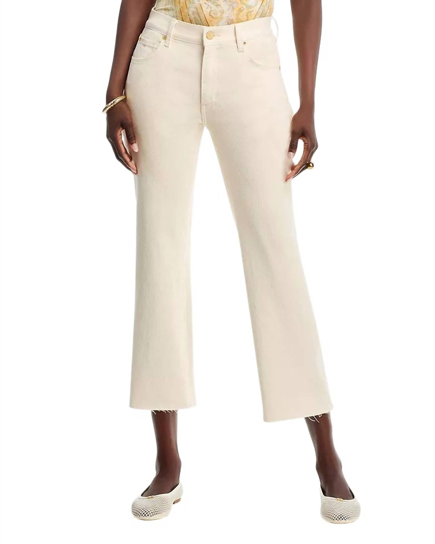 KOBI HALPERIN Mika High Rise Straight Raw Cut Hem Jeans in white - women's jeans