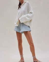 Free People Arya Textured Knit Hoodie in white - women's top